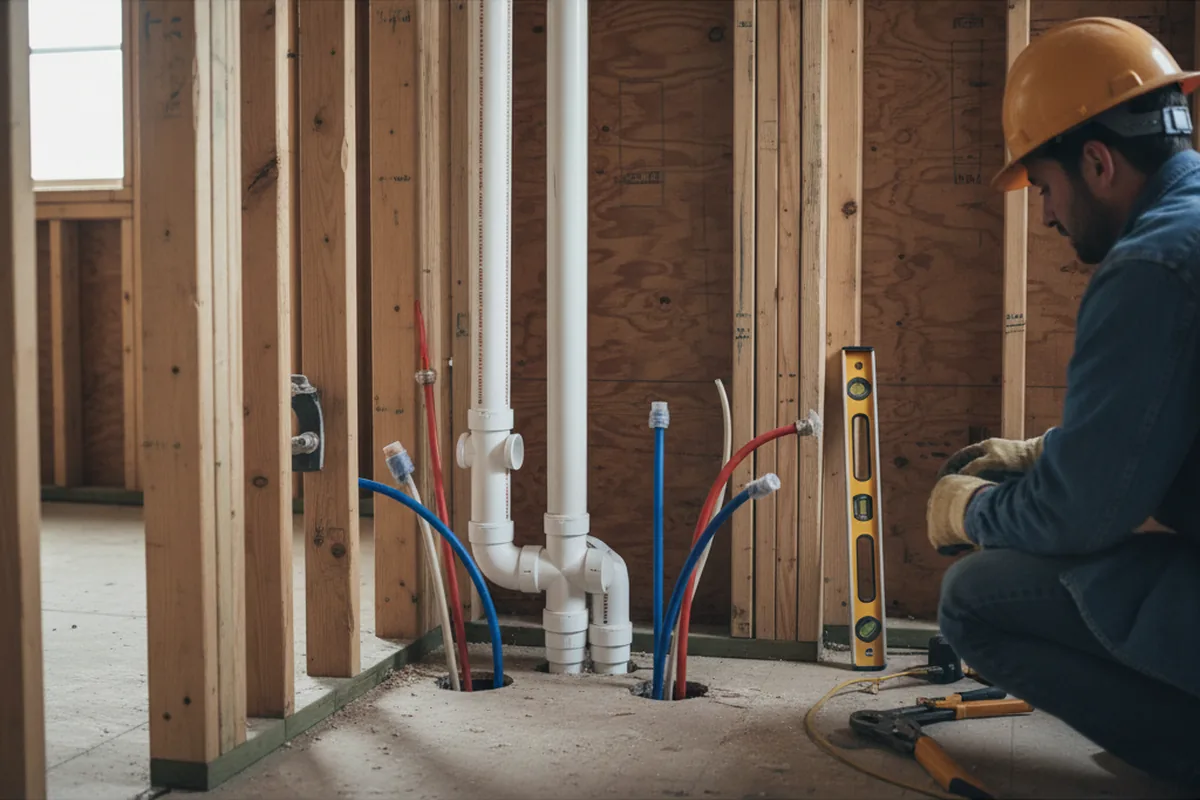 Drain and supply rough-in during Sump Pump Repair in Richton Park